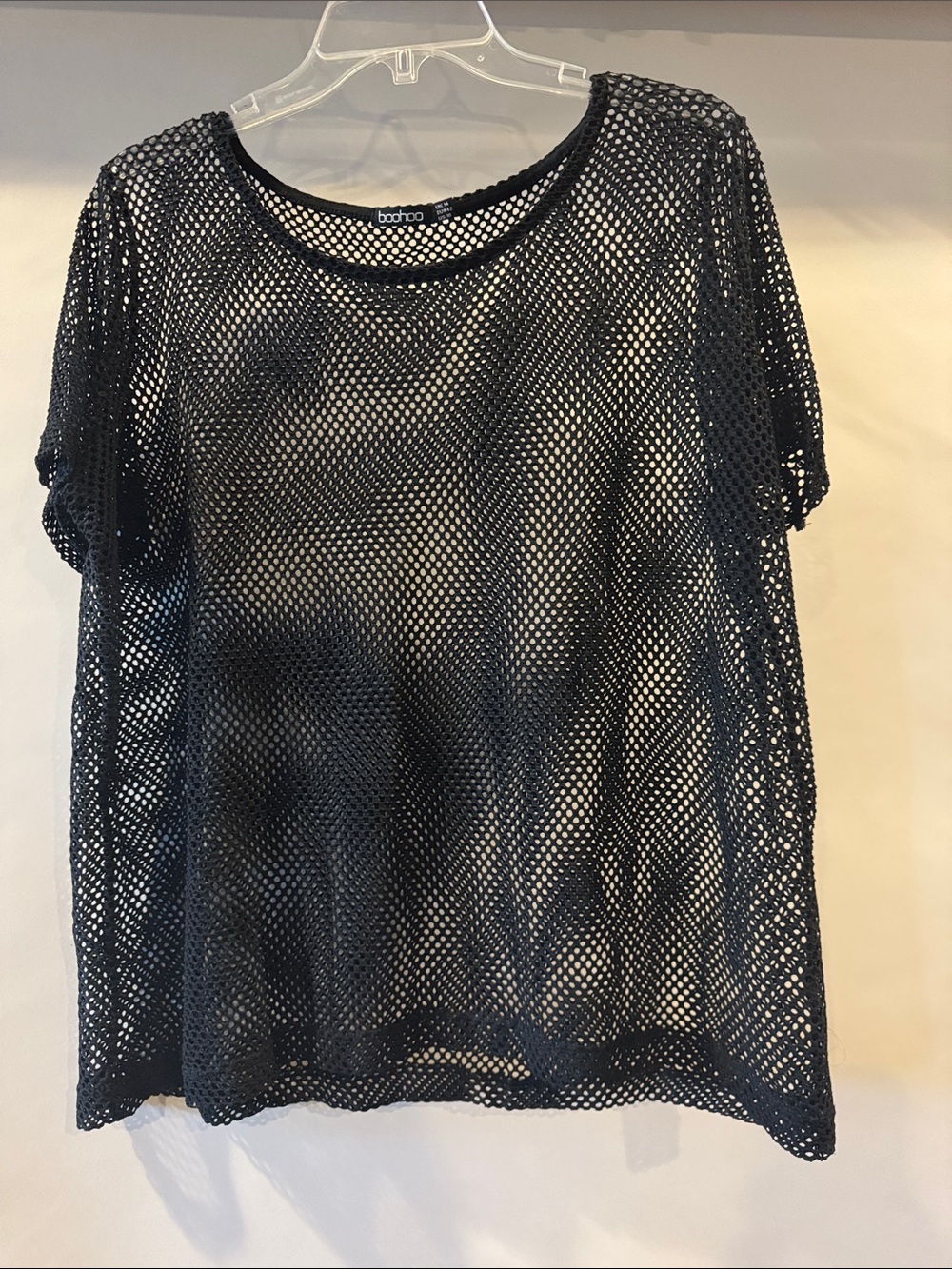 boohoo Black Mesh Short Sleeve Tee